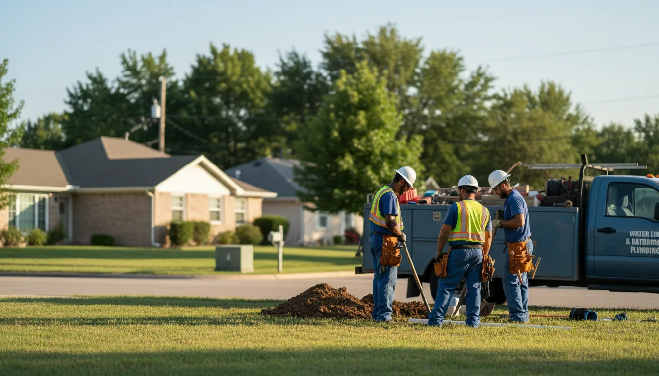 Residential water line and bathroom plumbing service in Stringtown, OK